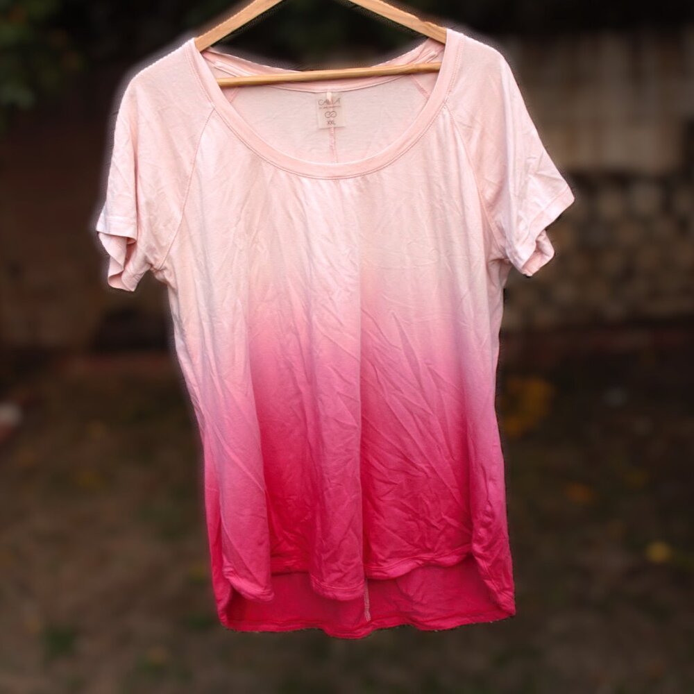 Calla by Carrie Underwood Short Sleeve Ombre Pink Top XXL